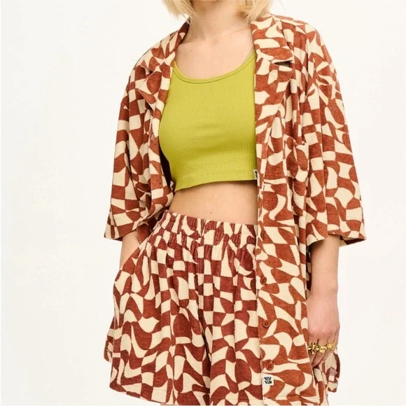 Lucy & Yak Santiago Shirt ORGANIC COTTON TOWELLING Amara Grid 2XL XXL - Picture 1 of 7